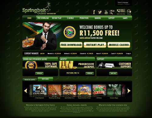 Springbok Casino Home Page Screenshot